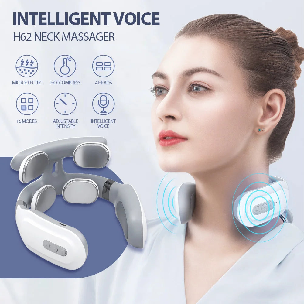 Masajeador Eléctrico Inteligente TENS para Espalda y Cuello, 4 Modos, Masajeador Cervical y de Hombros, Herramienta de Cuidado de la Salud con Pulsaciones Musculares