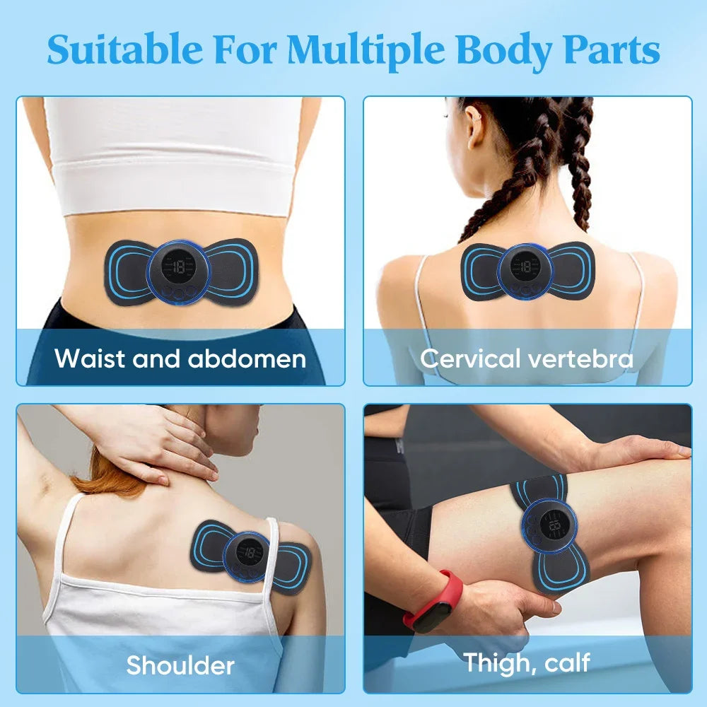 Masajeador eléctrico de cuello EMS, Estimulador de masaje muscular, instrumento de baja frecuencia, parches para espalda, Cervical y pantorrilla, Mini dispositivo para articulaciones del dolor