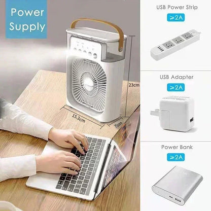 Nuevo ventilador portátil 3 en 1, aire acondicionado, Mini enfriador de aire para el hogar, luz LED nocturna, humidificador, ventilador de ajuste de aire, ventilador para oficina y hogar
