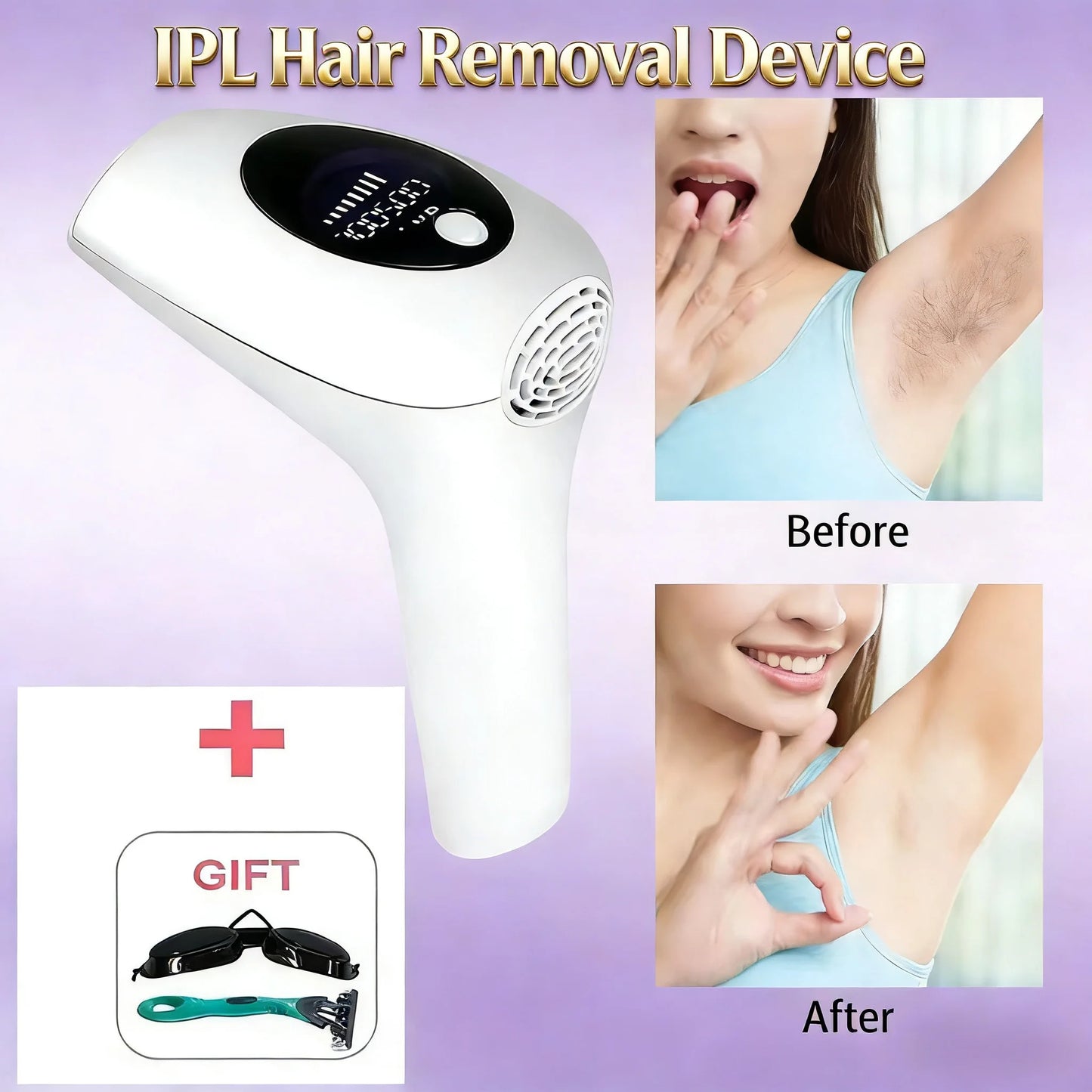 Depiladora Láser Profesional Permanente IPL para Todo el Cuerpo, Depiladora Permanente para Uso Doméstico para Mujeres